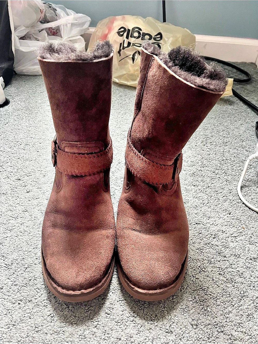 UGG Classic Short Leather / Suede Buckle Boot